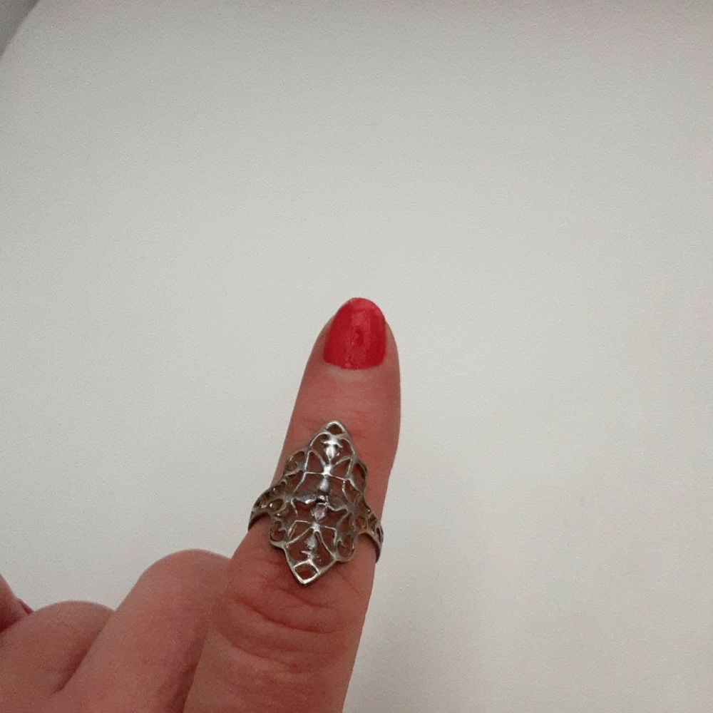 Vintage 925 Silver Filigree Ring Size 7.5